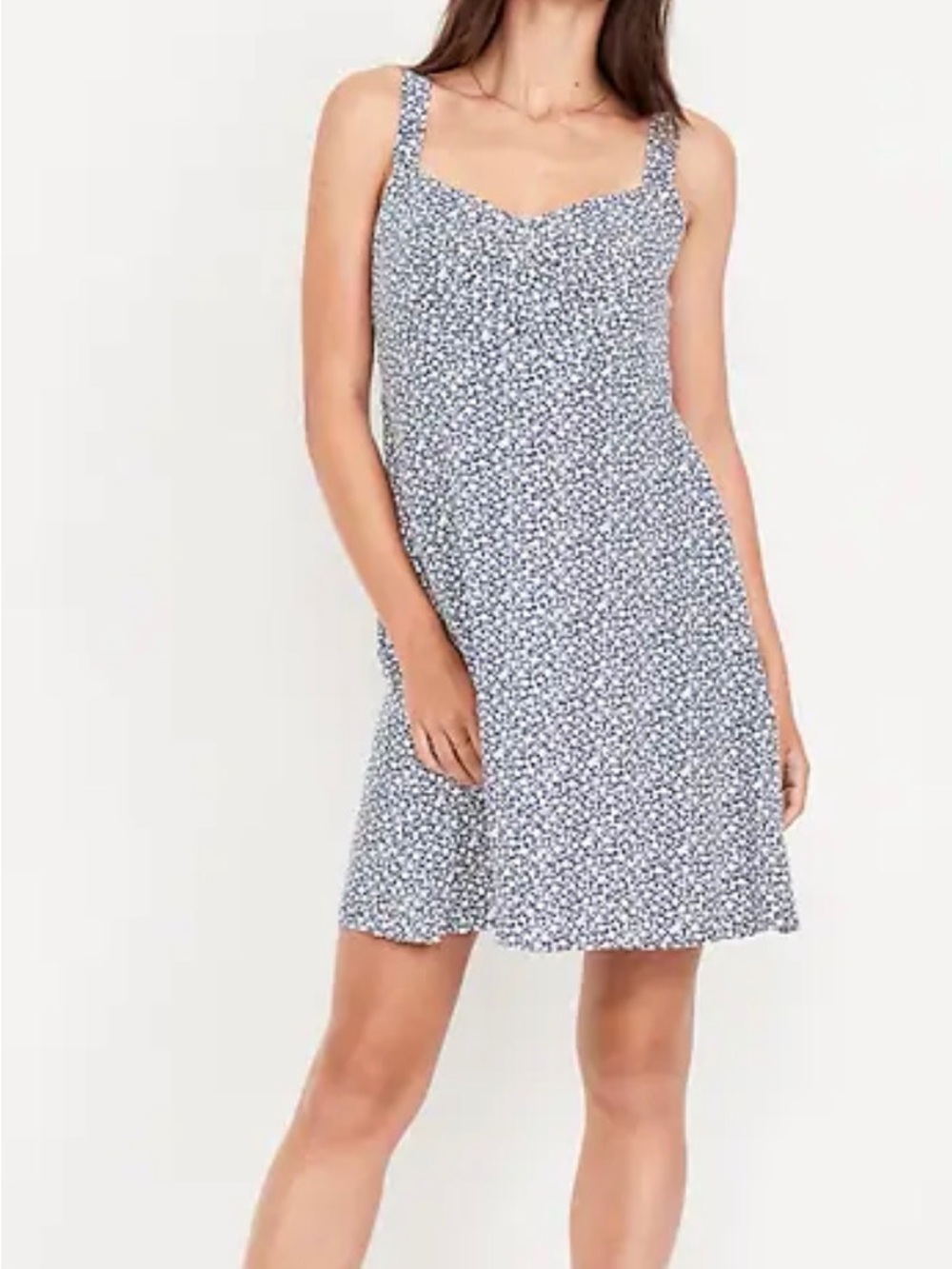 Old Navy Fit & Flare Crepe Mini Floral Dress  - Navy & White - Size Medium